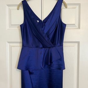 Satin purpleish blue knee length cocktail dress